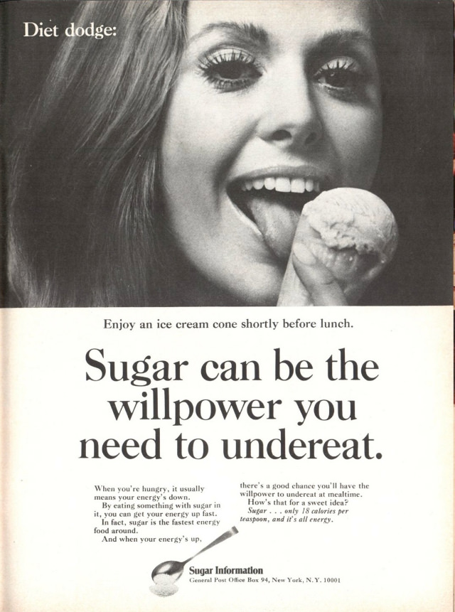 Misleading Vintage Ads about the Dietary Benefits of Sugar from the 1960s by Sugar Information Inc.