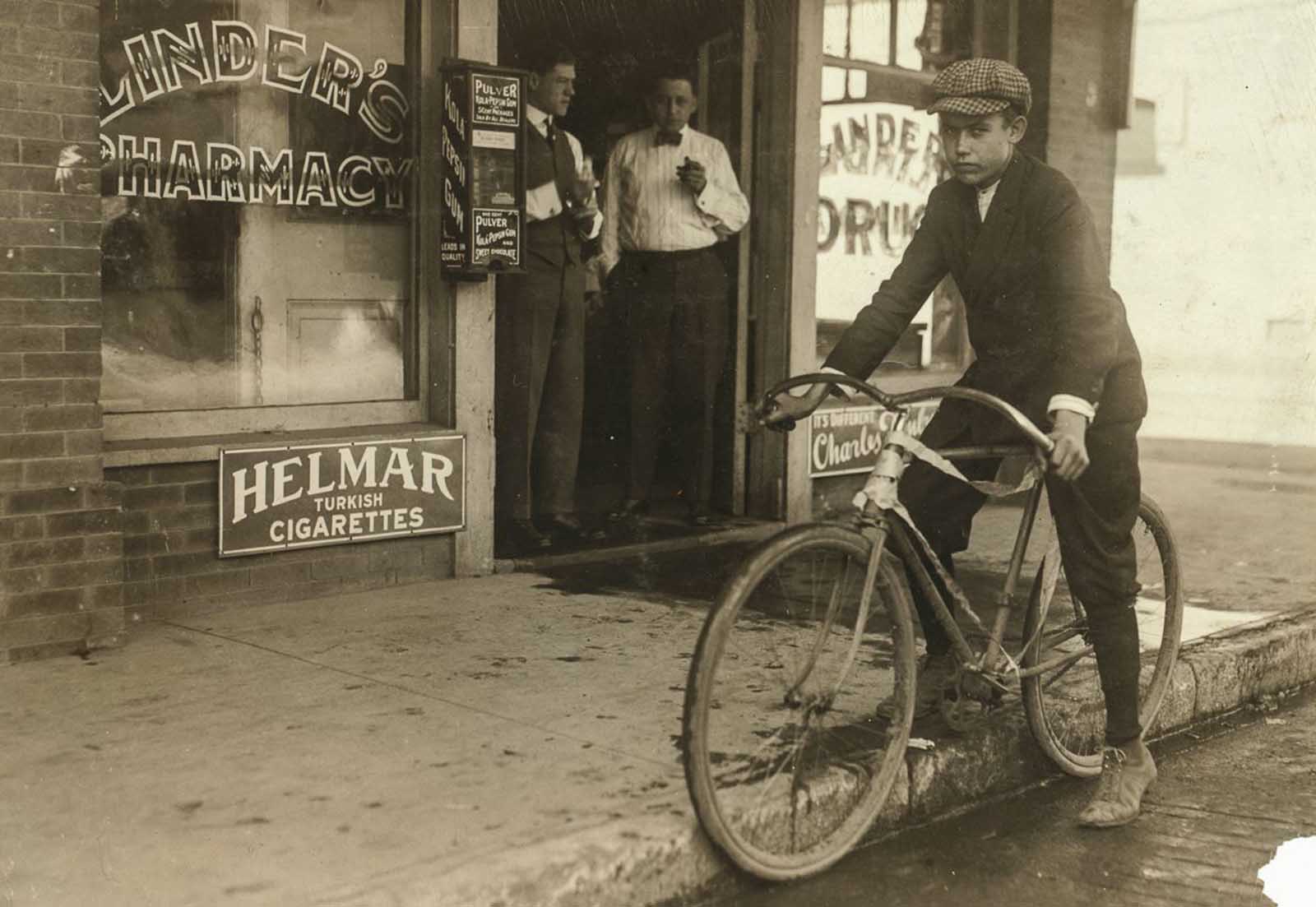 Fifteen year old delivery boy for Linders Drug Store.