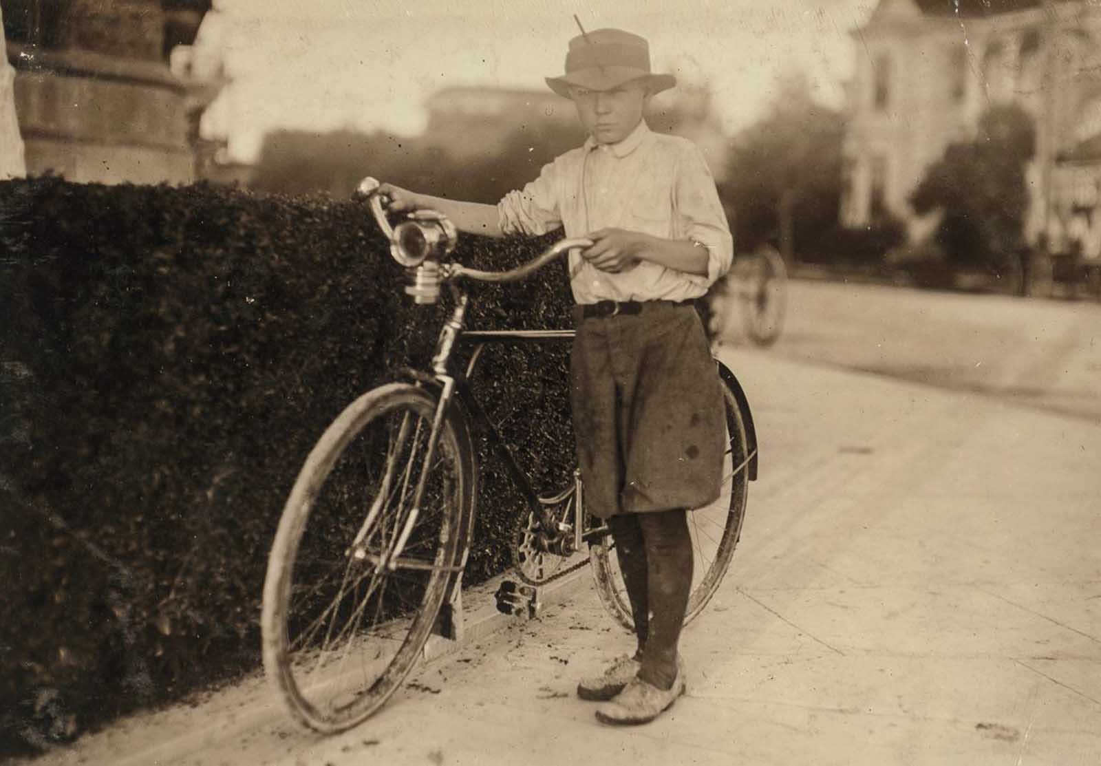 Luther Wharton, drug store delivery boy, twelve years old. Works from 4:00 P.M. to midnight in Sommers Drug Store.