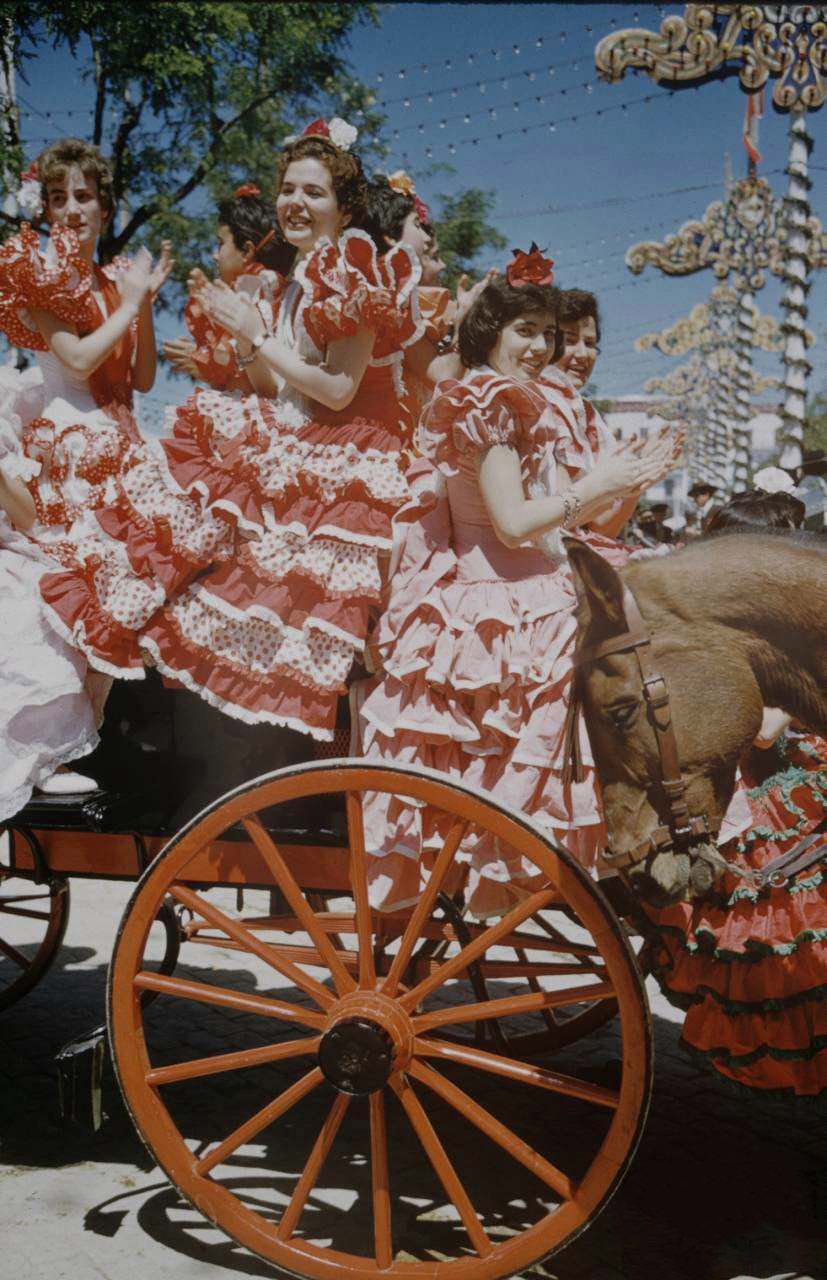 Beautiful Ladies at the 1959 Seville Fair in Andalusia, Spain