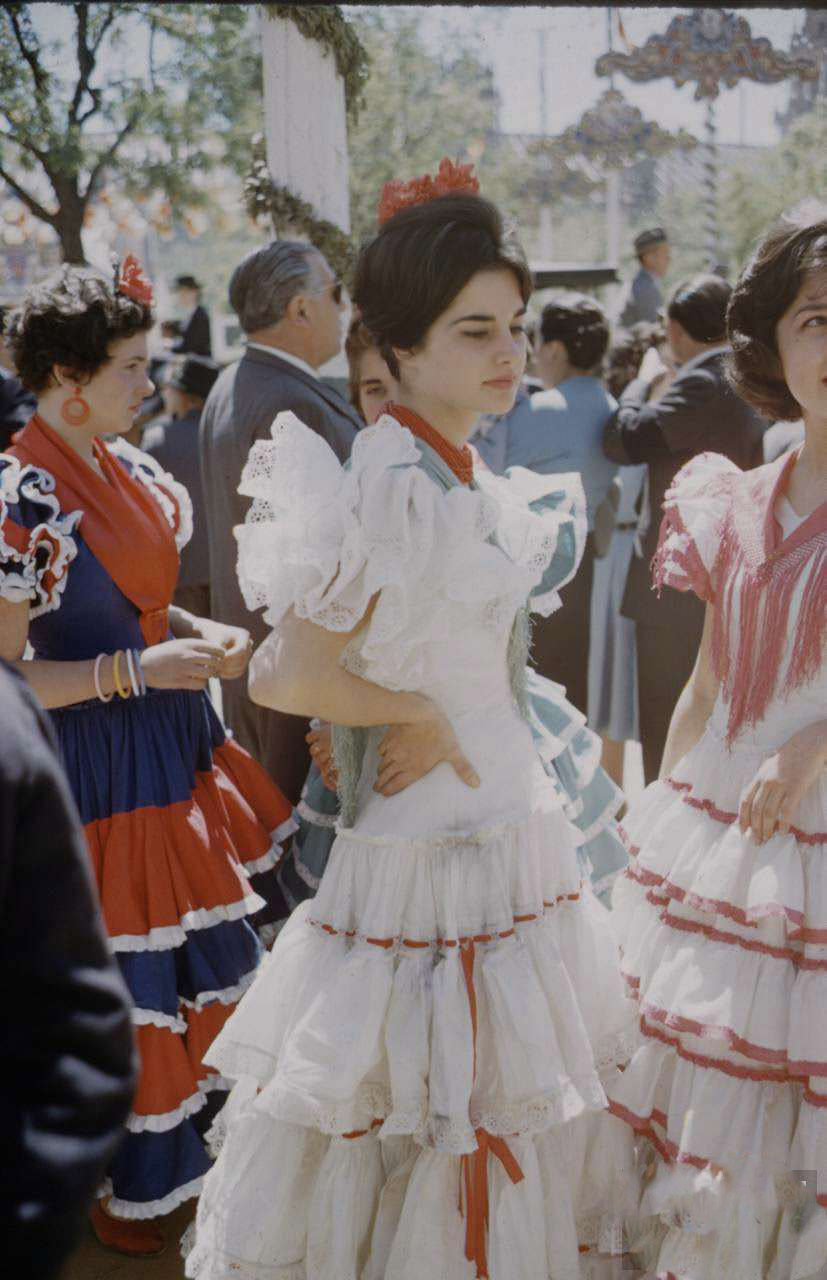 Beautiful Ladies at the 1959 Seville Fair in Andalusia, Spain