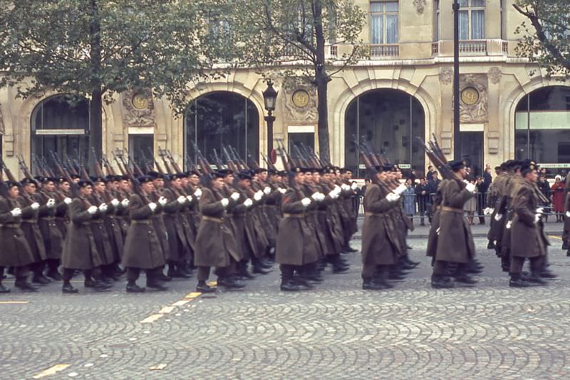 Armistice parade on Champs-Élysées, Paris, 1967