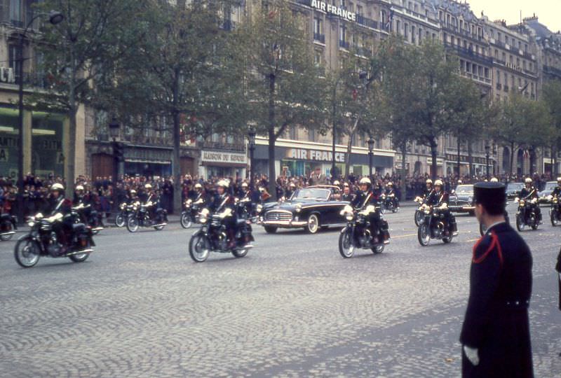 Charles de Gaulle on parade, Paris, 1967
