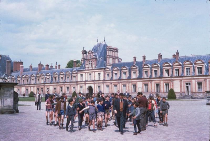 French school boys on tour at Fontaine bleau, 1960