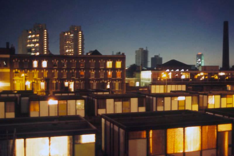 Night view from the London Park Hotel, 1970s