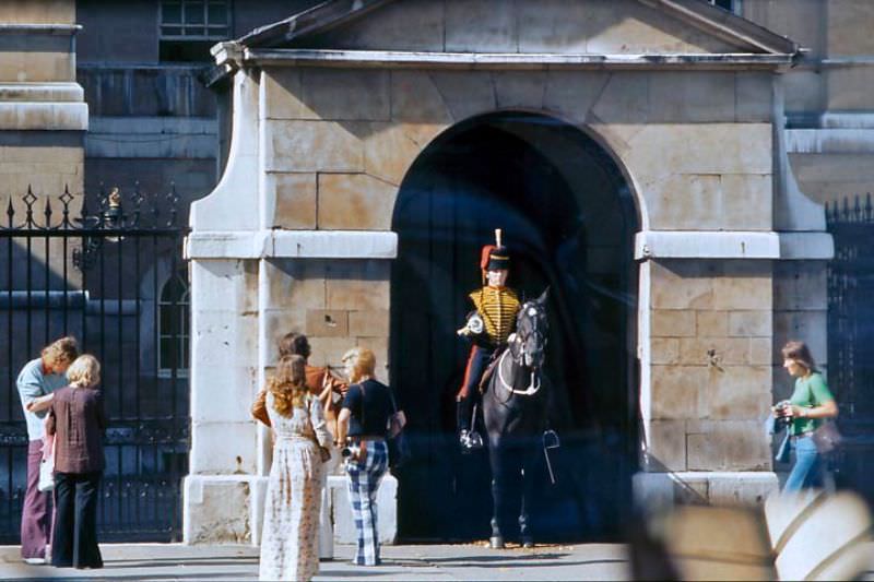 Visitors at the Horse Guards, 1970s