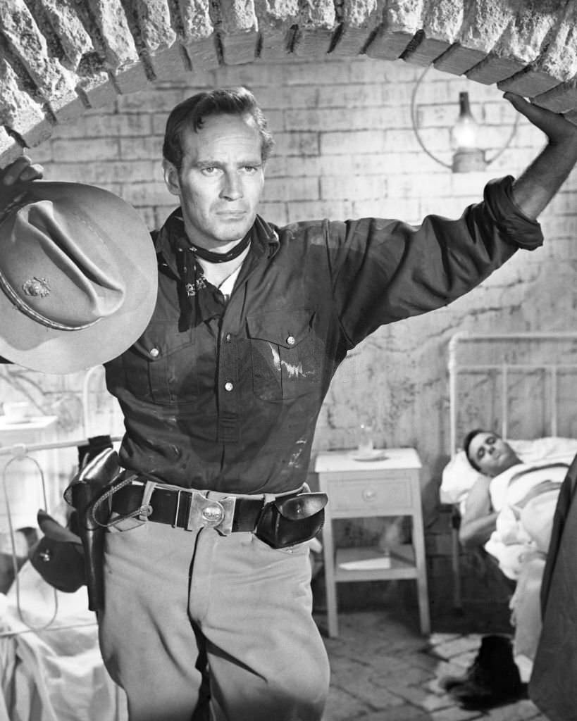 Charlton Heston as US Marine Major Matt Lewis in a scene from the film '55 Days At Peking', 1963.