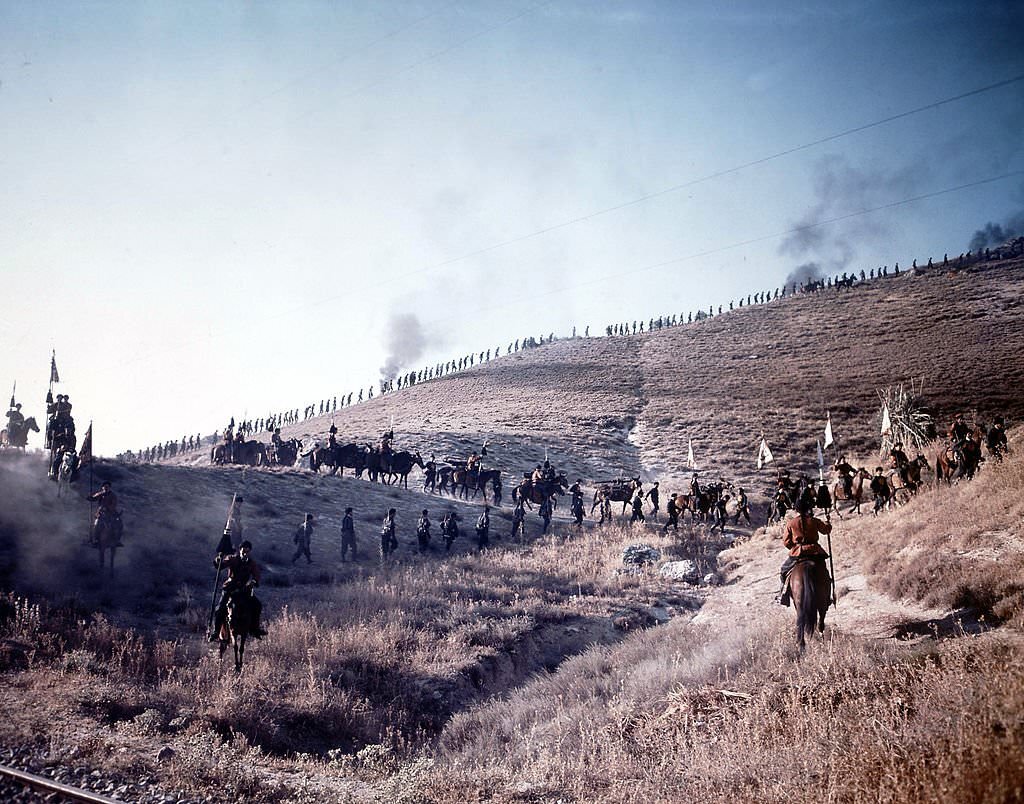 Battle scene from the film '55 Days At Peking', 1963.