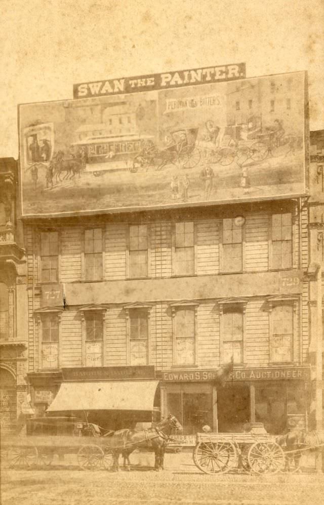 Exterior of Hardie & Darling store and auctioneer store, 1860s