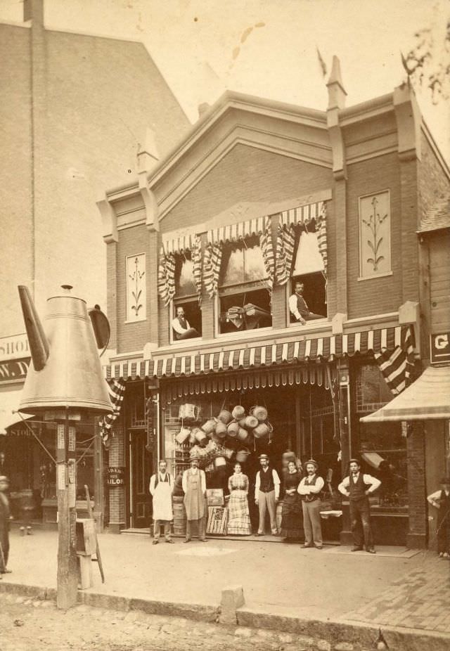Exterior of tinware store, Boston, MA, 1890s