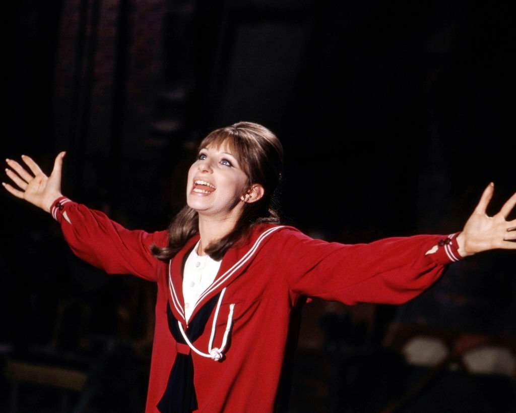 Barbra Streisand (as Fanny Brice) sings in a scene from 'Funny Girl', 1968