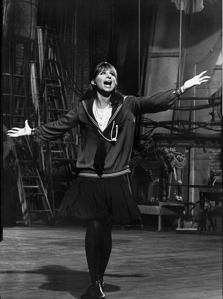 Barbra Streisand performing during the filming of the movie 'Funny Girl', 1968