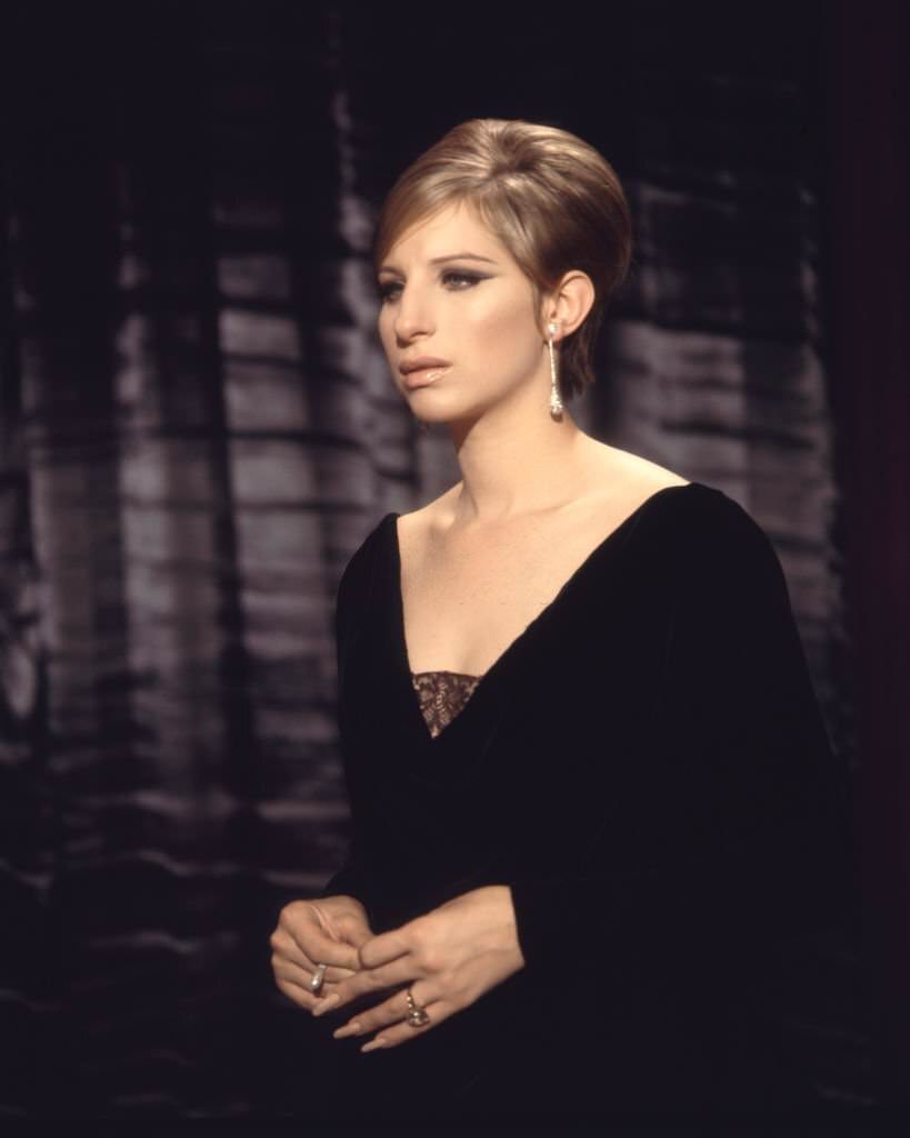 Barbra Streisand as performer Fanny Brice in the biopic film 'Funny Girl', 1968. She is performing the song 'My Man'.