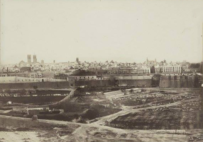 View from Montjuic, Muralla and Portal de Santa Madrona