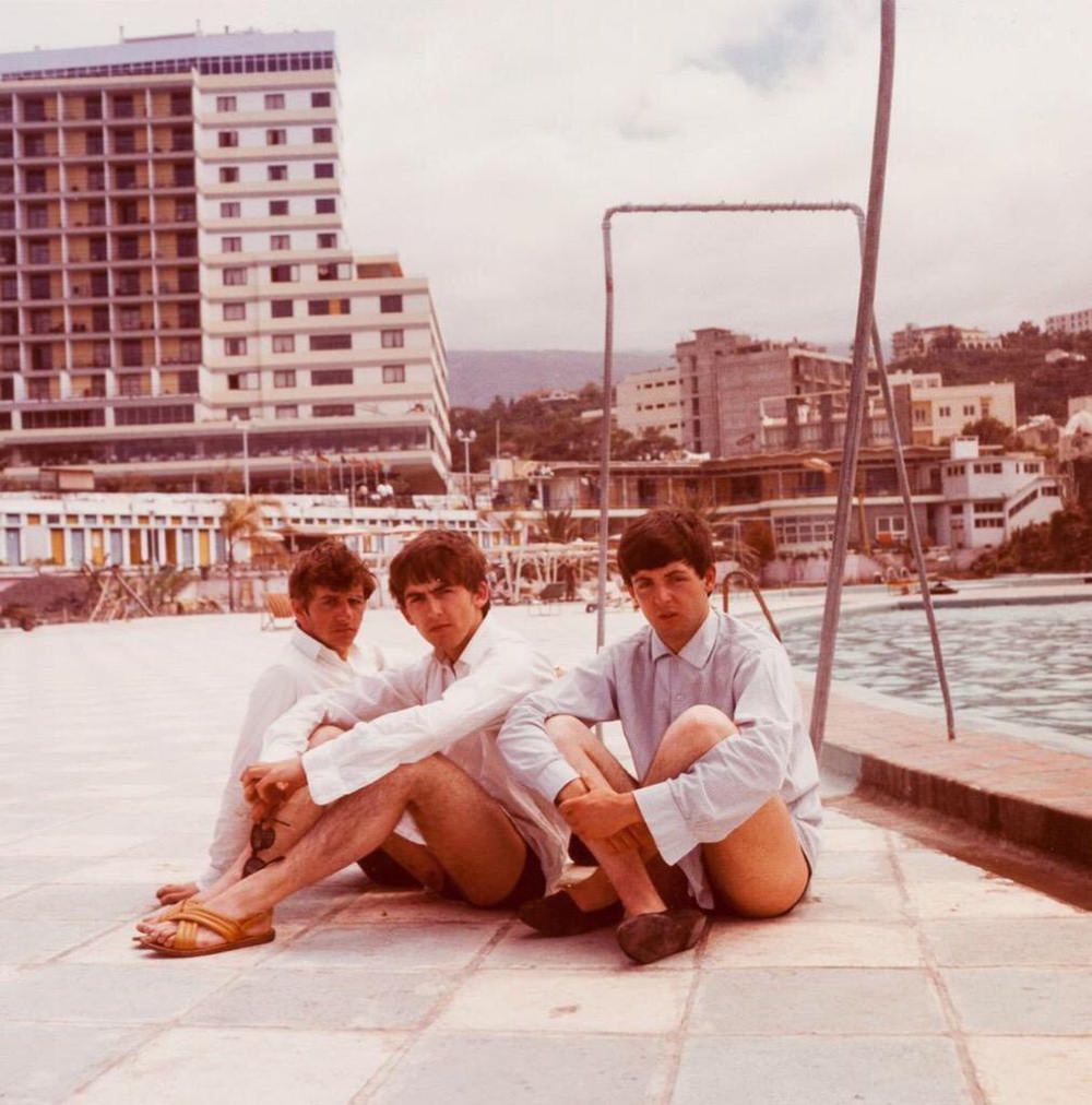 George Harrison, Paul McCartney and Ringo Starr in Tenerife, April 1963.