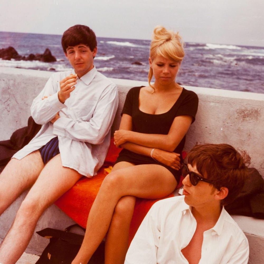 George Harrison, Paul McCartney and Astrid Kirchherr in Tenerife, April 1963.