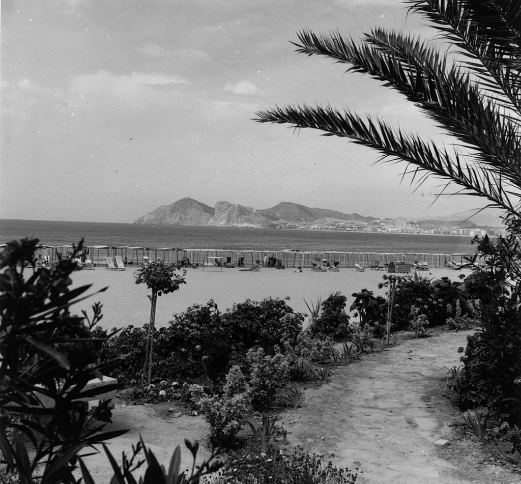 A view of the beach at the popular Spanish resort Benidorm, 1963