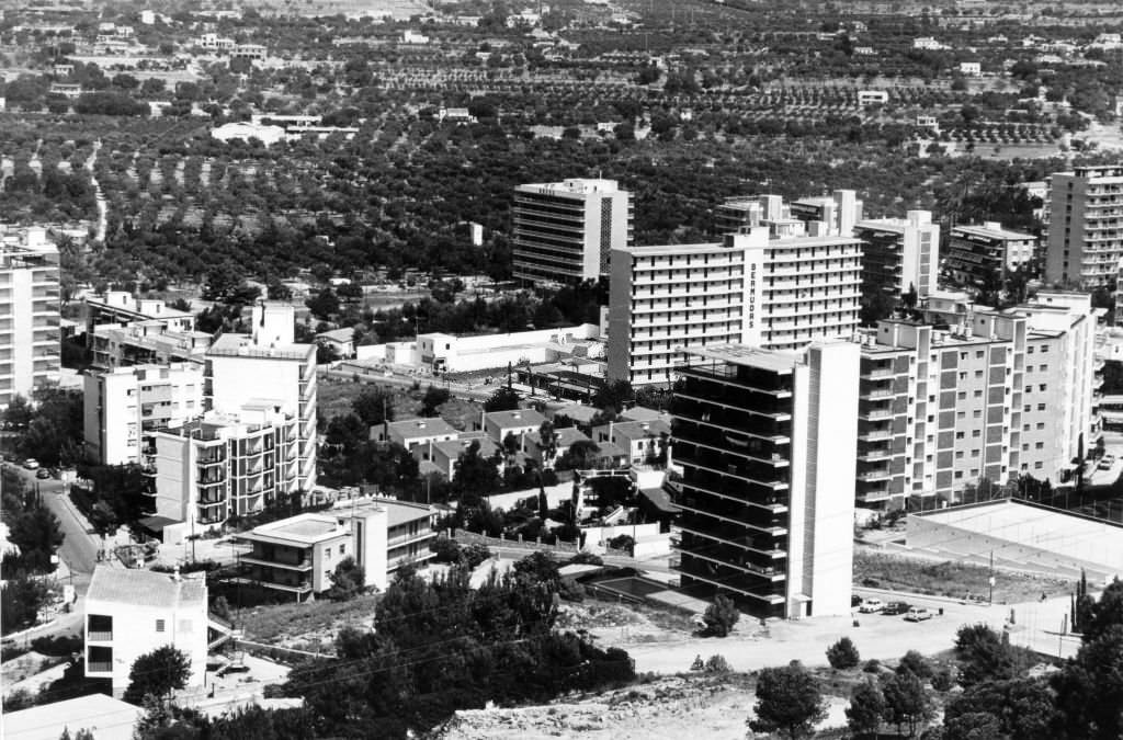 Some of the new high rise holiday hotels at Benidorm, 1960s