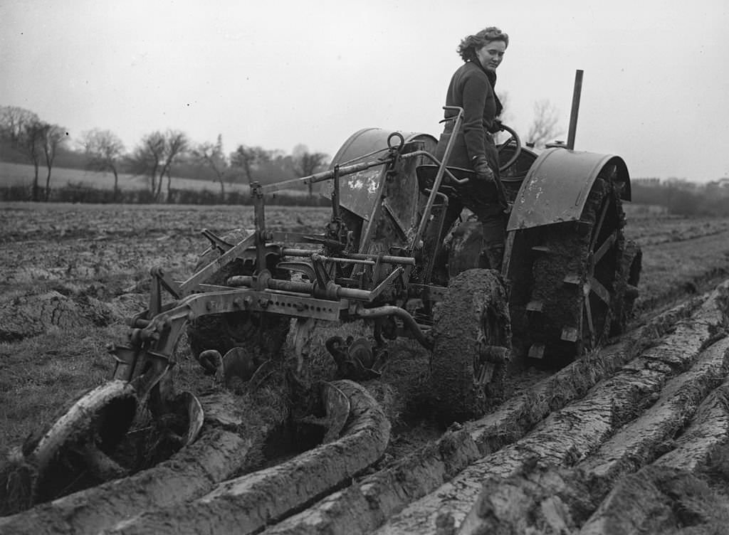 Peggy Ayres working for the Land Army in which women are encouraged to fill job vacancies left by men who have gone to fight in World War II.