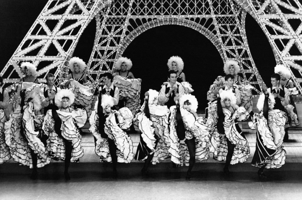 French cancan show in the Folies Bergères music hall in Paris, 1900