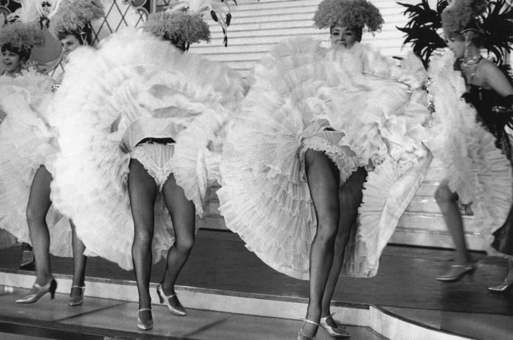 French cancan dancers at the 'Folies Bergère', in Paris, in 1962