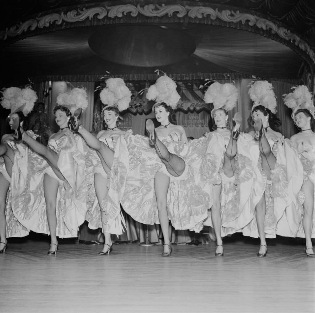 French actress Anne Marie Mersen treats a Paris cabaret gathering to her version of a South American dance called the Toada.