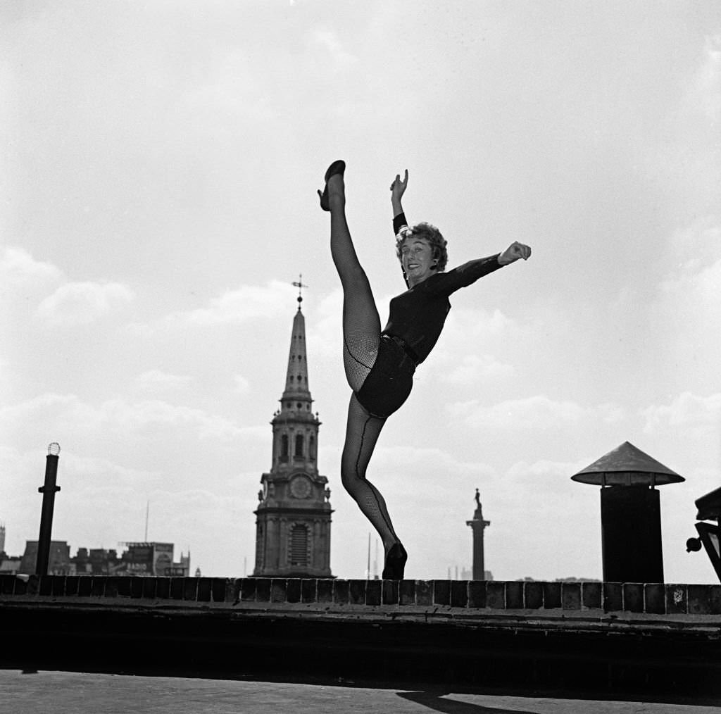 Dancer Gillian Lynne, the lead solo dancer of a new American musical Can Can which is opening at the Stoll Theatre, 1954