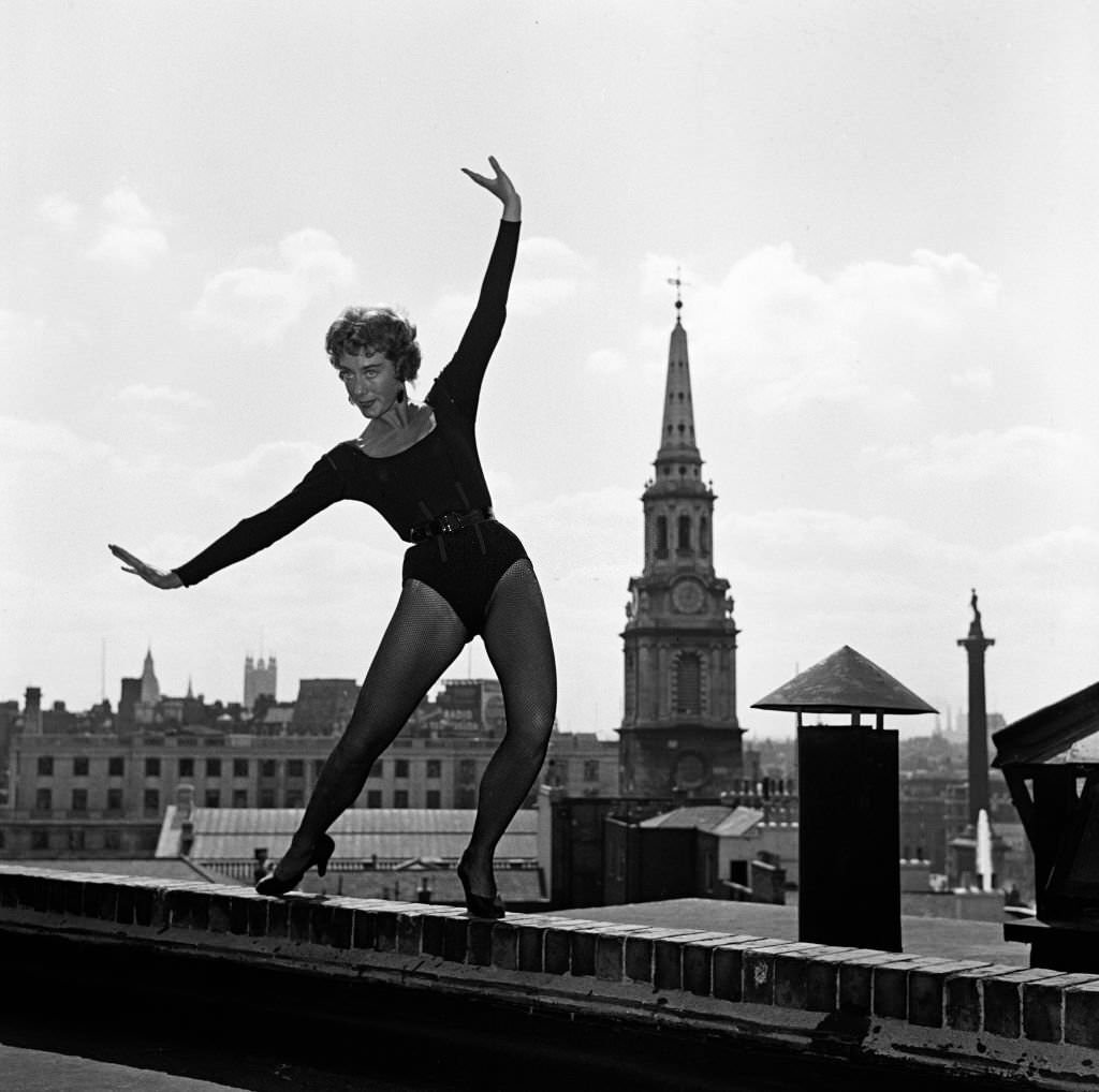 Dancer Gillian Lynne, the lead solo dancer of a new American musical Can Can which is opening at the Stoll Theatre, 1954