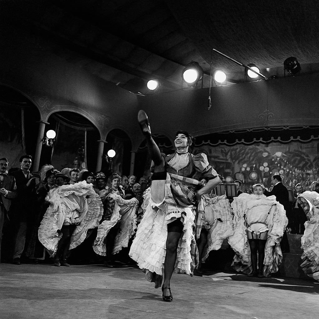 Scene of the French cancan in the red mill in a broadcast reconstitution of Toulouse Lautrec's life by Gilles Margaritis