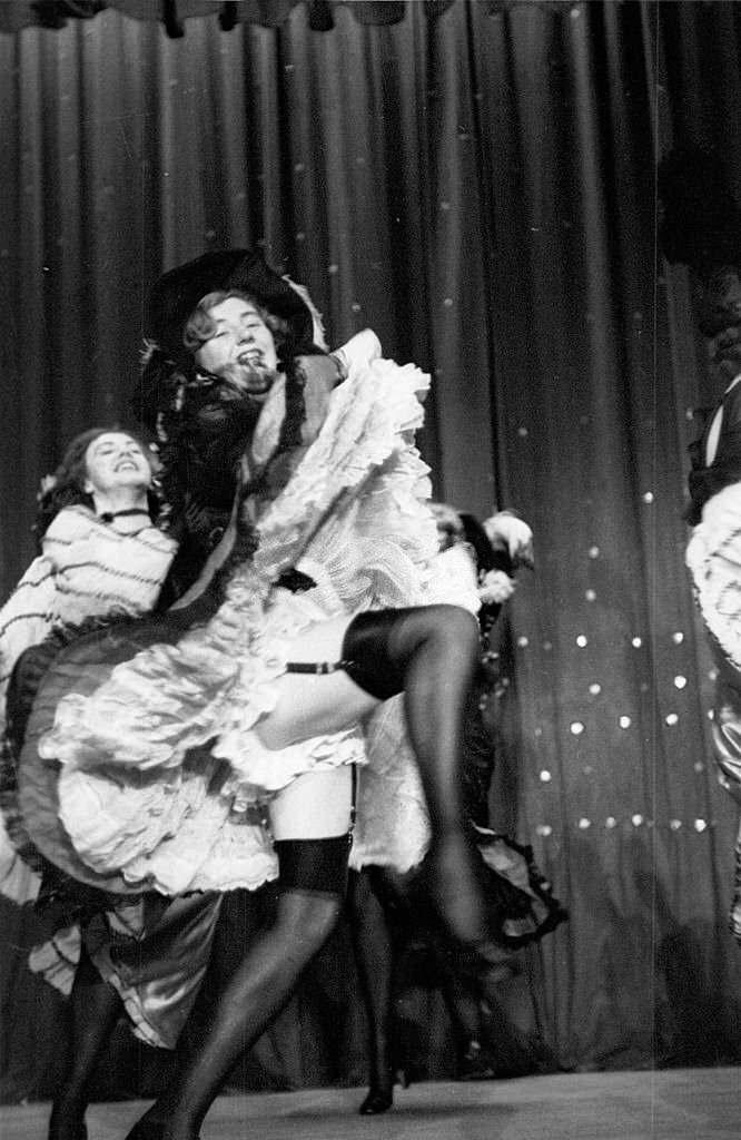 A troupe of Parisian can-can dancers performing at the City Varieties music hall in Leeds, 1953