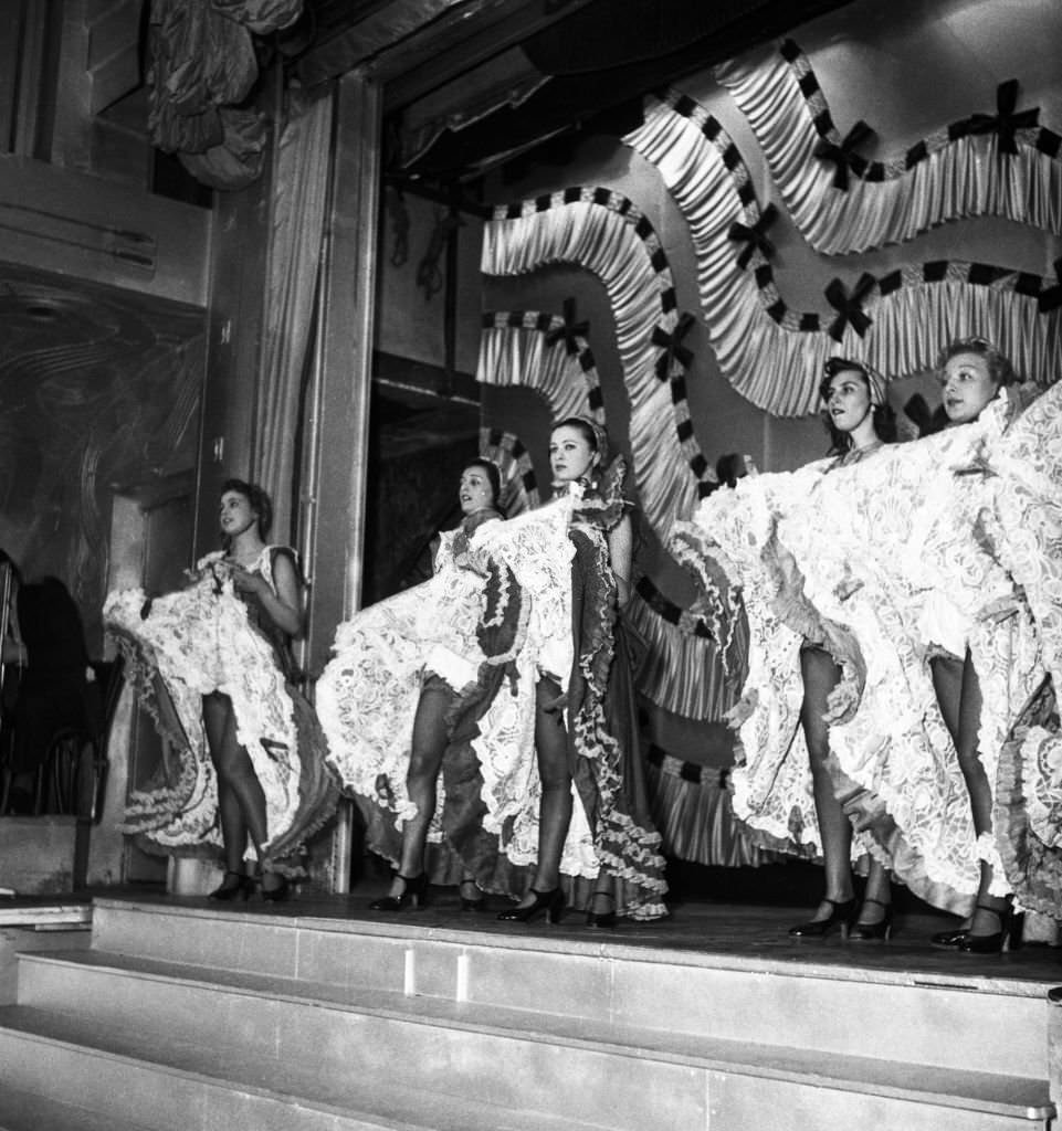 The French cancan dancers of the 'Bal Tabarin' in London, 1953