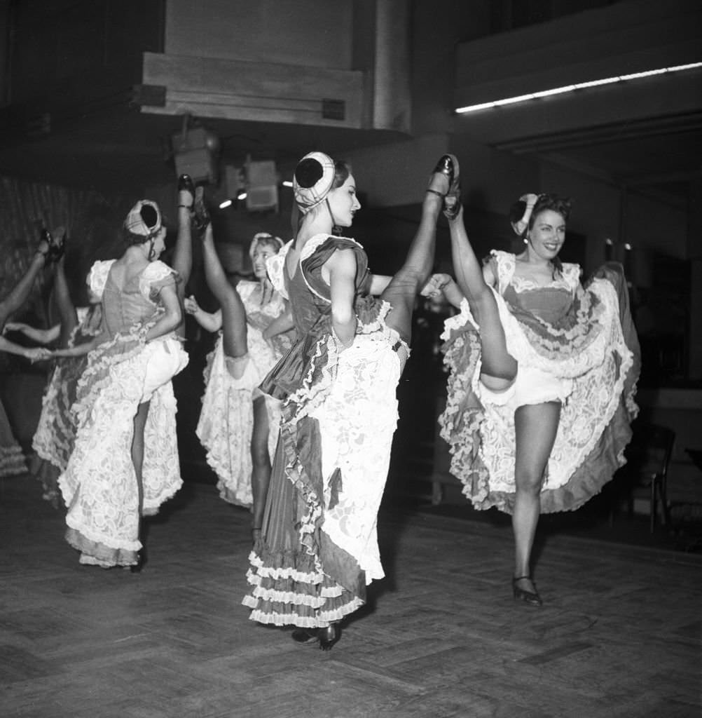 French cancan dancers at the 'Bal Tabarin' in London, 1953