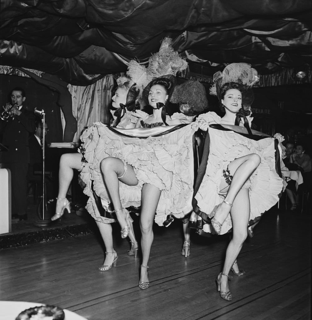 Cabaret dancers at the Bal Tabarin nightclub in New York City, 1949.