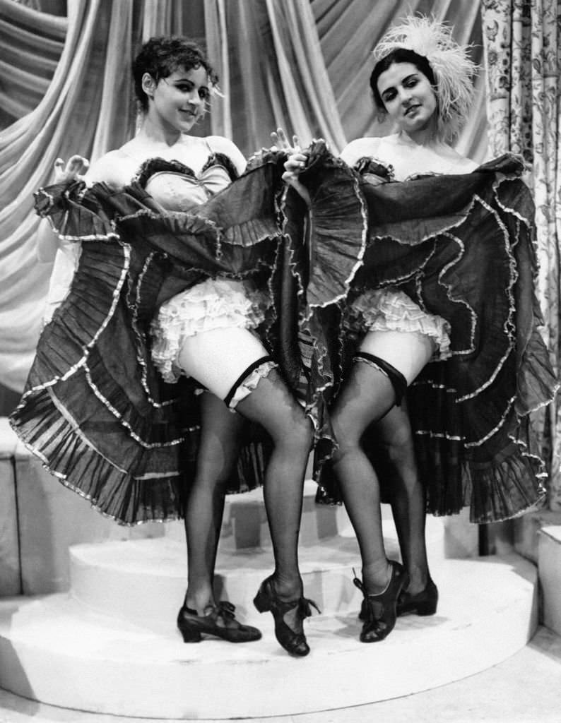 Menes and Desta rehearse their cancan at Alexandra Palace on November 16, 1948