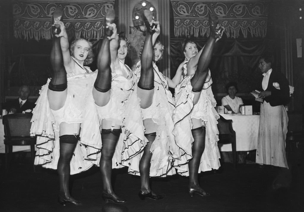French cancan dancers at Henry's restaurant in Paris, 1935