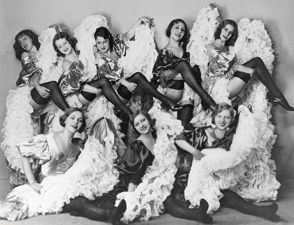 Dancers of the Dayelma Ballet dancing Cancan (April program), 1931