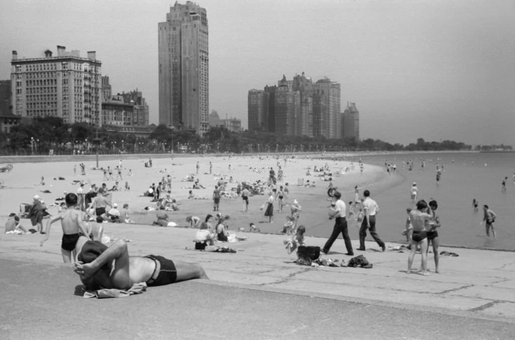 Public Bathing Beach, Lake Michigan, Chicago, Illinois, July 1941