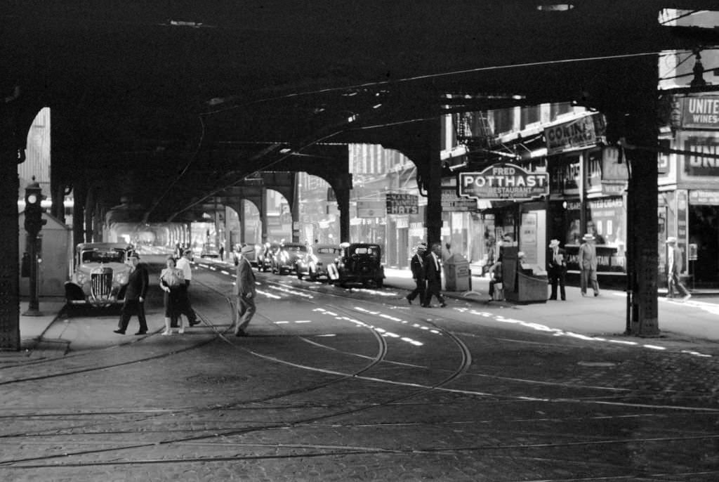 Street Scene under Elevated Railway, Chicago, July 1941