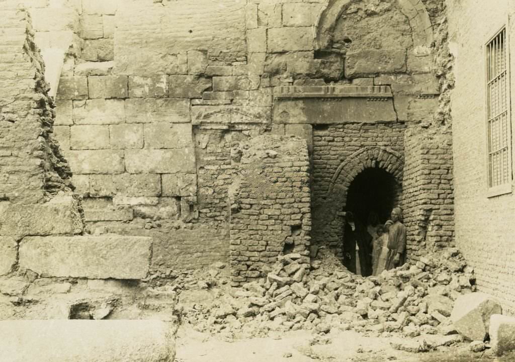 Courtyard of the White Monastery (Deir-el-Abyad), near Sohag, Egypt, 1912.