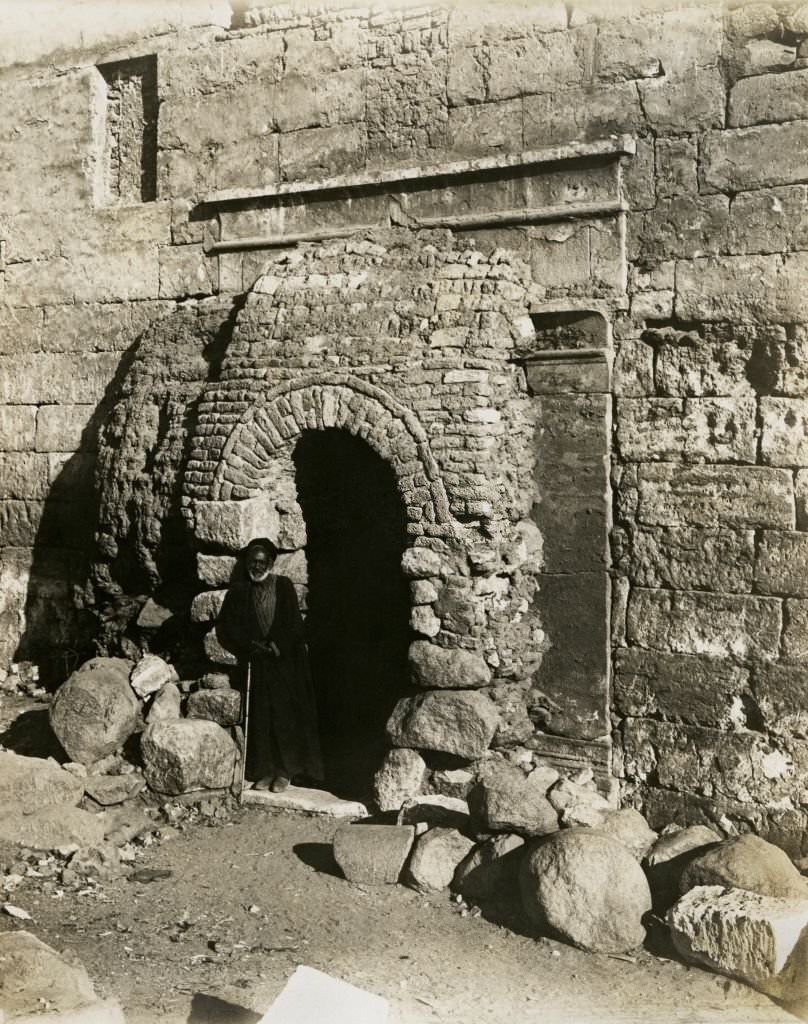 Entrance on the south side, White Monastery (Deir-el-Abyad), near Sohag, Egypt, 1912.