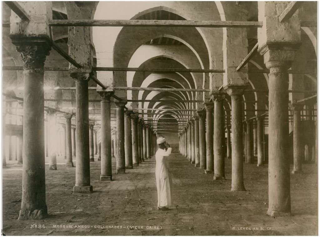Interior of Mosque of Amr ibn al-As, Cairo, 1910s
