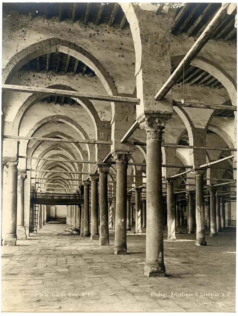 Interior of Mosque of Amr ibn al-As, Cairo, 1910s