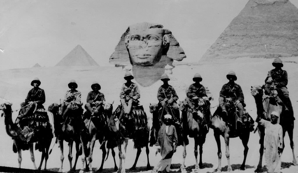 British Soldiers Next to Famous Egyptain Landmarks, 1910s