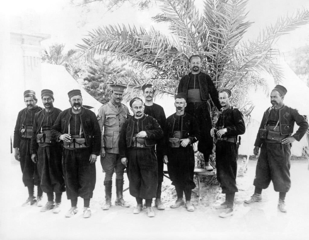 French Zouaves on guard at an Indian General Hospital in Alexandria, 1910