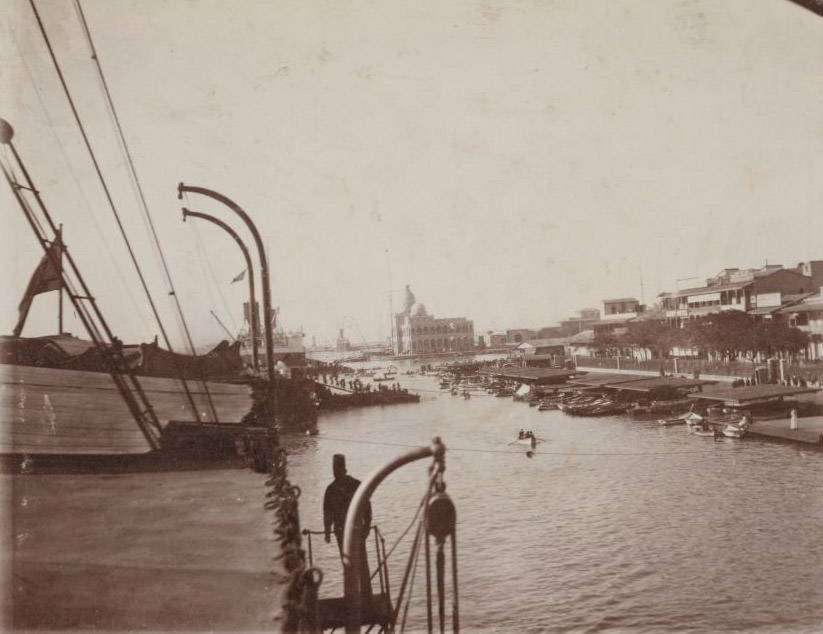 View of Port Said from the deck of a ship, 1910s