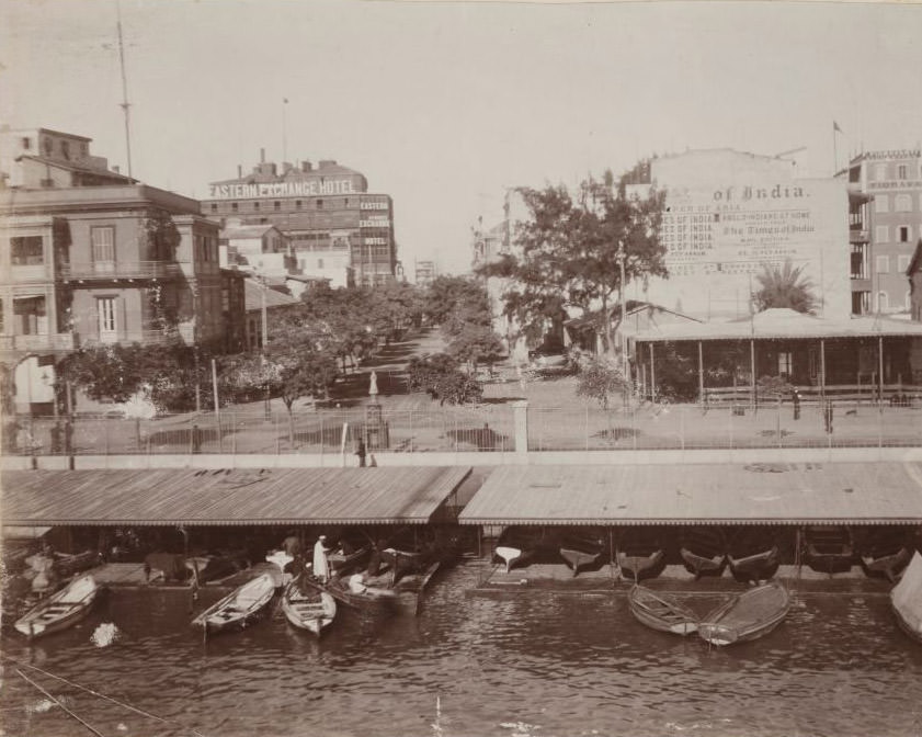 View of the jetty and harbourside at Port Said from the deck of a ship, 1910