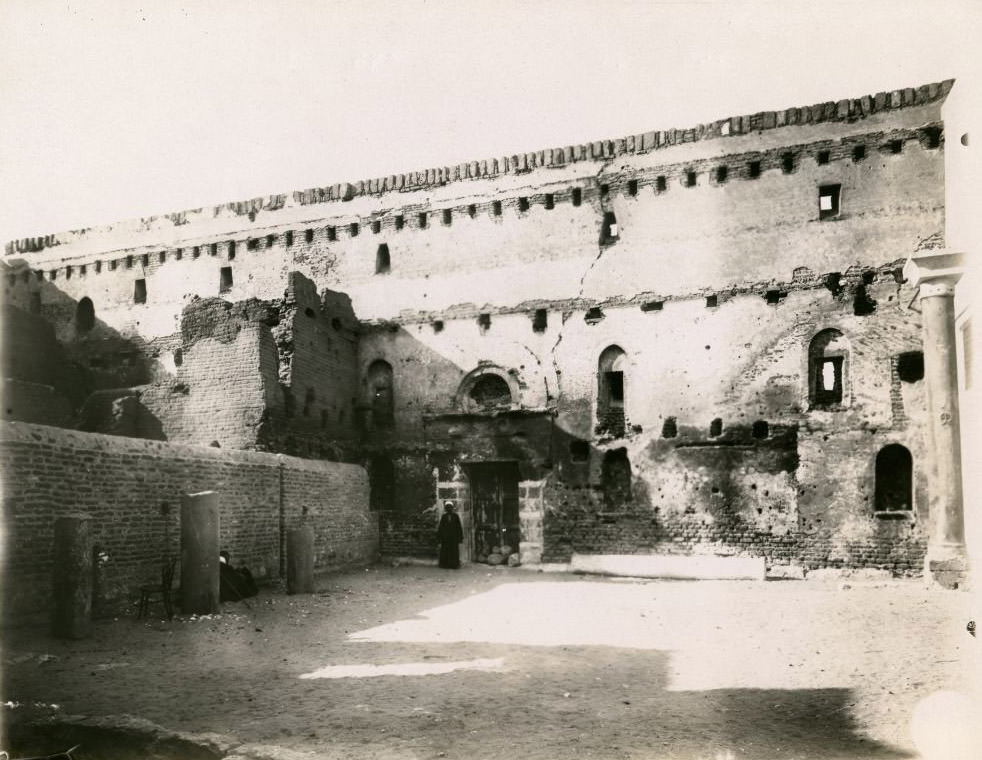 Northern wall of the Red Convent (Deir al-Ahmar), Egypt, 1912.