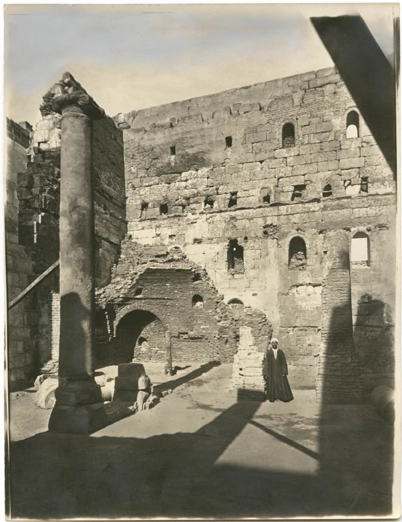 Column in the northwest corner, White Monastery (Deir-el-Abyad), near Sohag, Egypt, 1912.