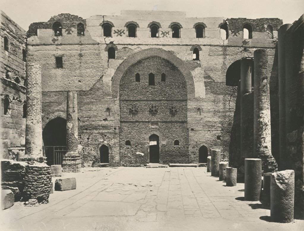 Facade of the sanctuary, White Monastery (Deir-el-Abyad), near Sohag, Egypt, 1912.