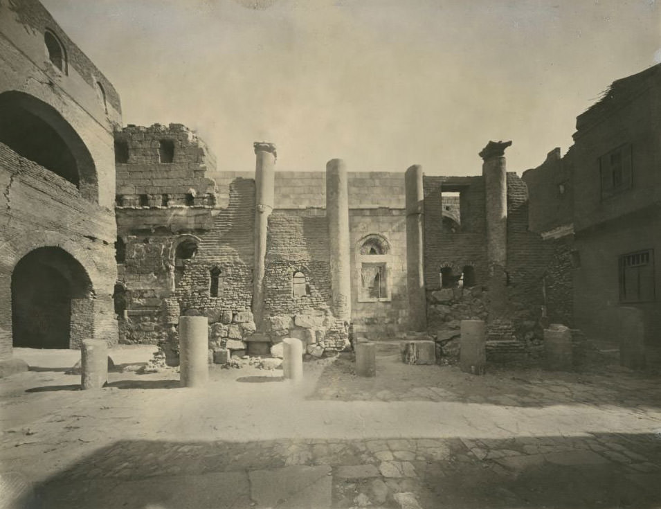 Interior of the south wall, White Monastery (Deir-el-Abyad), near Sohag, Egypt, 1912.